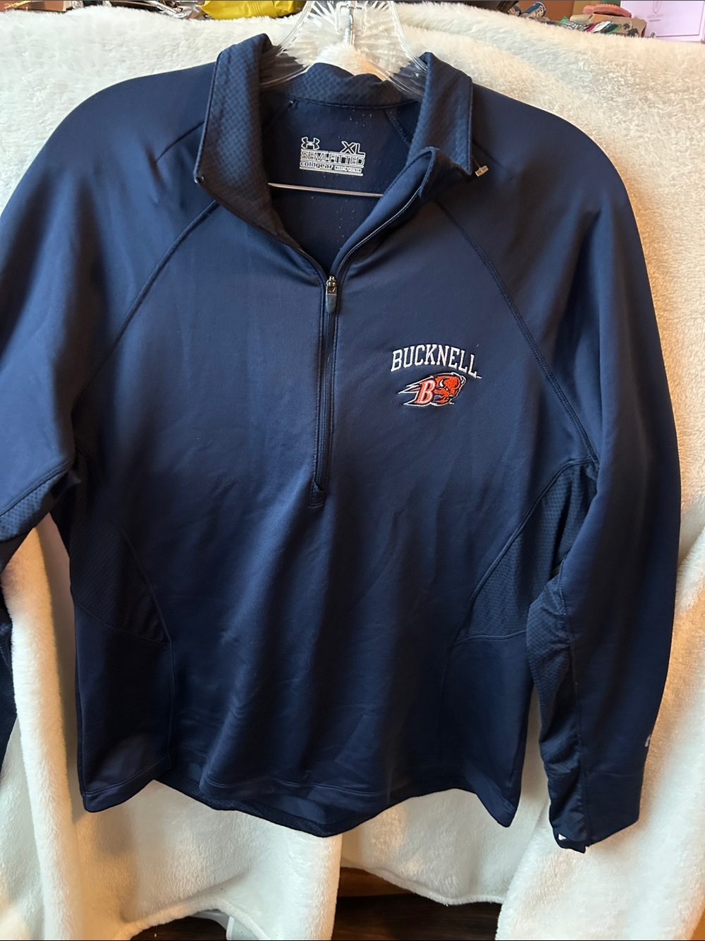 Under Armour Navy Bucknell Quarter-Zip Pullover rare XL